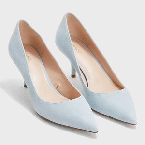 MANGO Real Leather Suede Heel Pumps